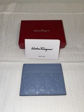 Salvatore Ferragamo Blue Gancini Leather Card Case