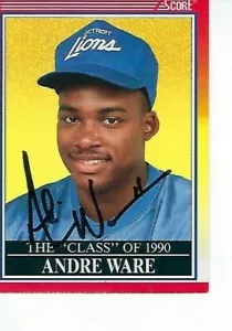 ANDRE WARE FIRMADO 1990 PUNTUACIÓN #607 - DETROIT LEONS - HOUSTON COUGARS - HEISMAN - Imagen 1 de 1