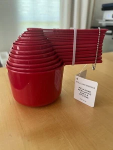 Williams Sonoma Red Melamine Plastic Measuring Spoons & Cups Set *NEW* - Picture 1 of 6