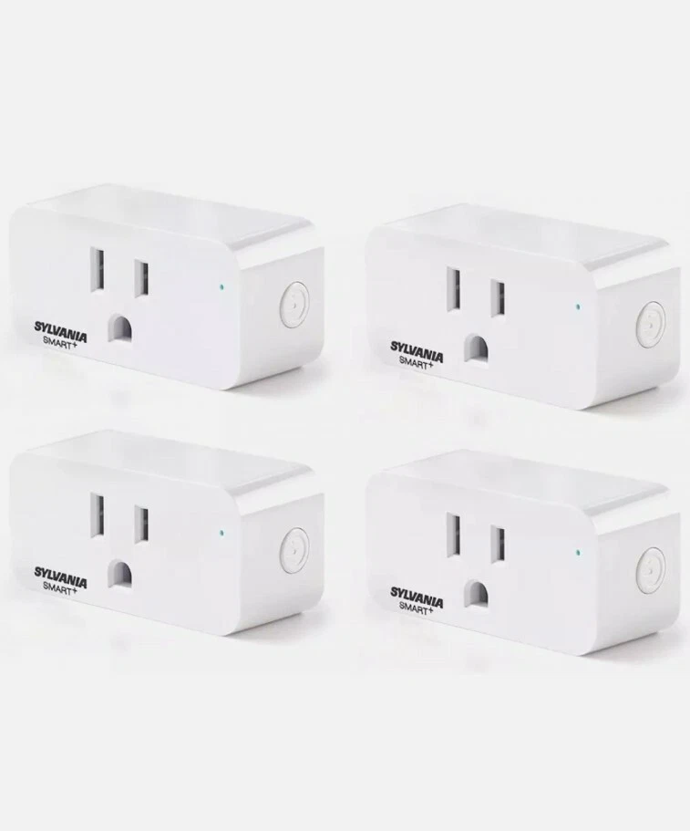 4 UNIDADES Blancas - Enchufe Inteligente SYLVANIA Wifi, Control por Voz, Compatible con Alexa Foto 1 de 4