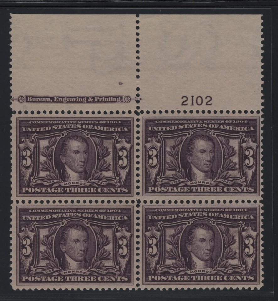 325 plateblock VF-XF lightly hinged nice color cv $ 575 ! see pic ! - Image 1 of 1