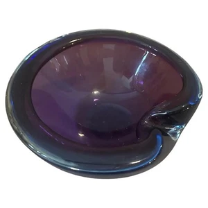 1970S Modernist Blue And Purple Murano Glass Bowl By Seguso - Picture 1 of 8