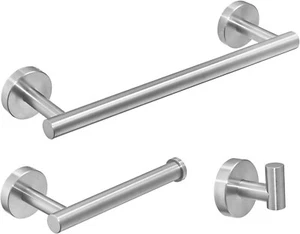 Bathroom Hardware Set 12 Towel Bar, Toilet Paper Holder, Towel Ring, Robe Hook,B - Picture 1 of 6