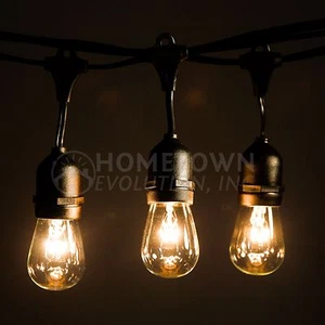 Luces de cuerda comerciales para patio bistró al aire libre E26 con suspensor bombillas S14 - Imagen 1 de 8