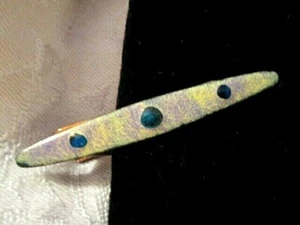 C@@L VINTAGE 1960's ENAMEL on COPPER SURFBOARD SHAPE Tie Clip TURQUOISE & GRAY - Picture 1 of 4