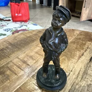 Vintage Metal Boy with Cigar Statue Marked Dad's Pipe Dads - Picture 1 of 5