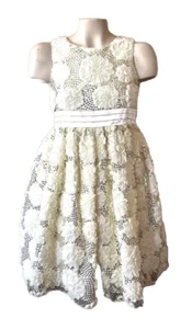 Ice White Silver Sequin Girl Sz 16 Sun Dress 2 Available Flowers New Metallic - Picture 1 of 4