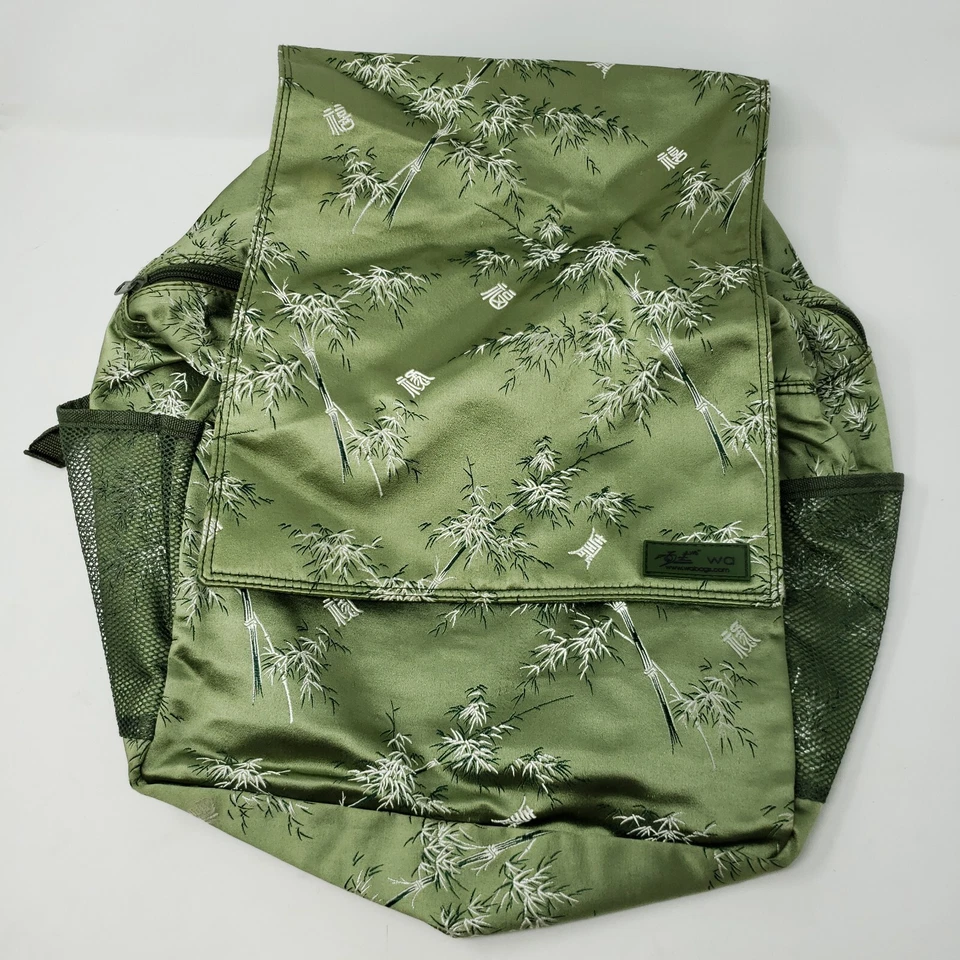 Mochila de seda WA grega chinesa com design bordado de árvores de bambu 15x17 - Imagem 1 de 4