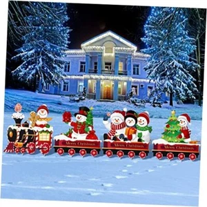 4 Pieces Christmas Decorations Outdoor Yard Train Lawn Sign Vibrant Style - Picture 1 of 7
