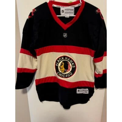 Camiseta Reebok Chicago Blackhawks NHL Hockey Juvenil L/XL De Colección Foto 1 de 4