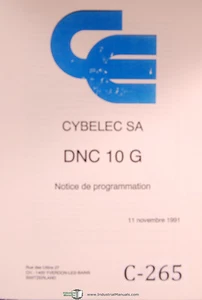 Cybelec SA DNC 10 G, Notice de Programmation, French Programming Manual 1991 - Picture 1 of 3
