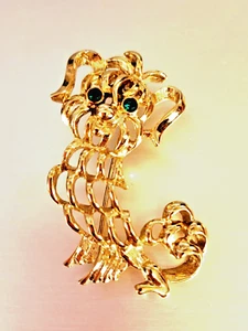 Vintage Avon grün Strass Augen Hund "Pekinese Pin" Brosche durchbrochen G.T. ~ 1972 - Bild 1 von 11