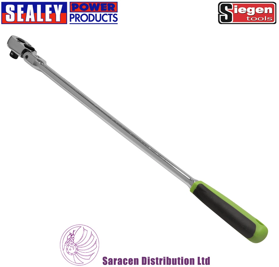 SIEGEN BY SEALEY 3/8" DRIVE EXTRA LONG FLEXI-HEAD RATCHET, 457mm LONG - S01208 - Image 1 of 1