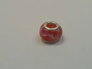 Handmade Lampwork Large Hole European Bead, Silver Plated Brass Double Cores - Picture 1 of 1