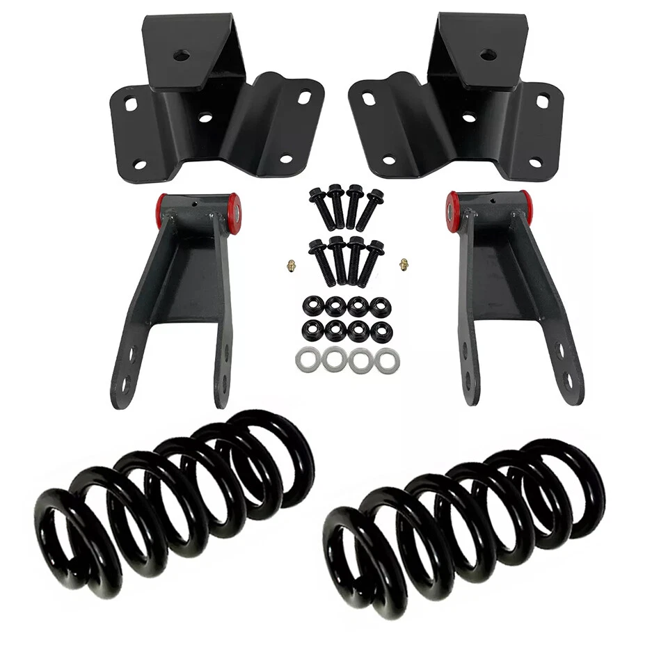 2"F 4"R Lowering Coil Springs Shackles Hangers Drop Kit For 73-79 Ford F150 F100 — 第 1/4 张图片