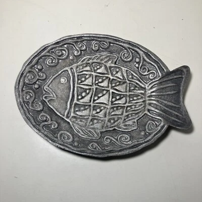 Vintage Fish Shaped Footed Cast Metal Tray Dish Trinket Container - Image 1 of 4