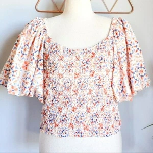 Anthropologie New Dolan Off Shoulder Texture Puff Sleeve Blouse Shirt Size XL - Picture 1 of 14