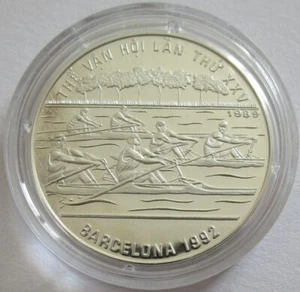 Vietnam 100 Dong 1989 Olympia Barcelona Rudern Silber - Bild 1 von 2