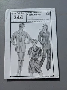 #344 Stretch & Show Camp Shirt & V Neck Blouse #344 1993 Uncut - Picture 1 of 10