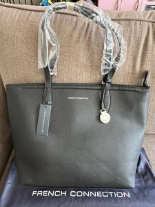 French Connection Bethan Pebble Tote Black 12X14X6 in. Brand New Dust Bag Incl. - Picture 1 of 13