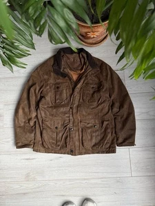 Vintage Barbour Leather Jacket Distressed Large - Picture 1 of 9