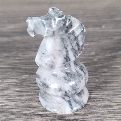 White Black KNIGHT Chess Game Piece Marble Stone 2.25” Replacement Piece - Image 1 of 4