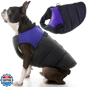 Gooby Padded Vest Dog Jacket - Purple, X-Small - Warm Zip Up Vest Fleece Jack - Picture 1 of 4