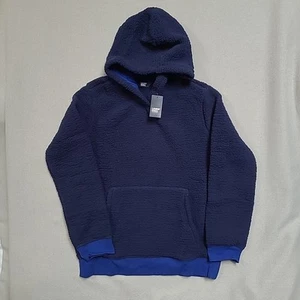 Lands' End Kids Sherpa Pullover Hoodie Size XS 4-5 Navy NEW - Picture 1 of 6