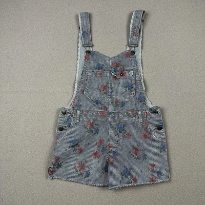 Pantalones Cortos Free People Mameluco Para Mujer Denim Jean Rayas Floral Dobladillo Deshilachado Talla W 4 Foto 1 de 4