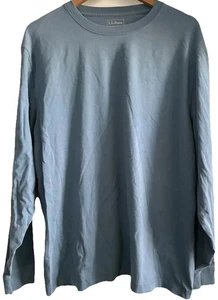 LL Bean T-Shirt Traditional Fit Light Blue Mens Large Long Sleeve 100% Cotton - Picture 1 of 3
