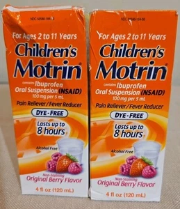 2x Children's Motrion Pain/Fever Treatment Exp. 04/27 Damaged Box - Picture 1 of 3