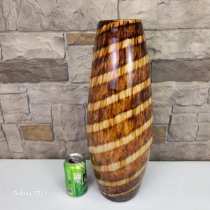HQT Vaso Artistico Soffiato a Spirale Fatto a Mano 19,5" Alto Spessore Vetro Decorazione Casa MCM - Foto 1 di 13