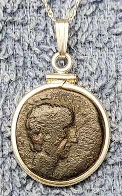 Julius Caesar Portrait Genuine Ancient Roman Coin Solid Silver Necklace with COA - Image 1 of 4