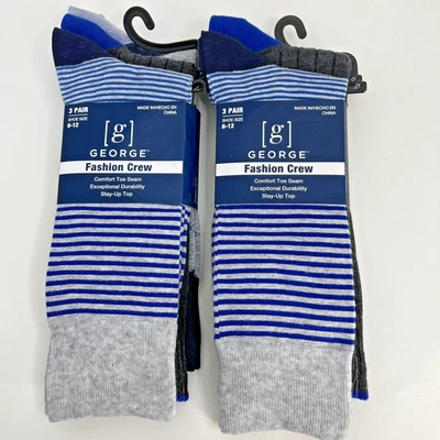 6 pares de calcetines suaves de moda para hombre 6-12 rayas Argyle azul liso gris oscuro NUEVO Foto 1 de 4