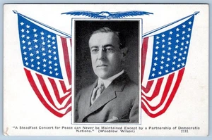 1910-20's WOODROW WILSON DEMOCRATIC NATIONS PEACE POLITICAL PATRIOTIC POSTCARD - Picture 1 of 2
