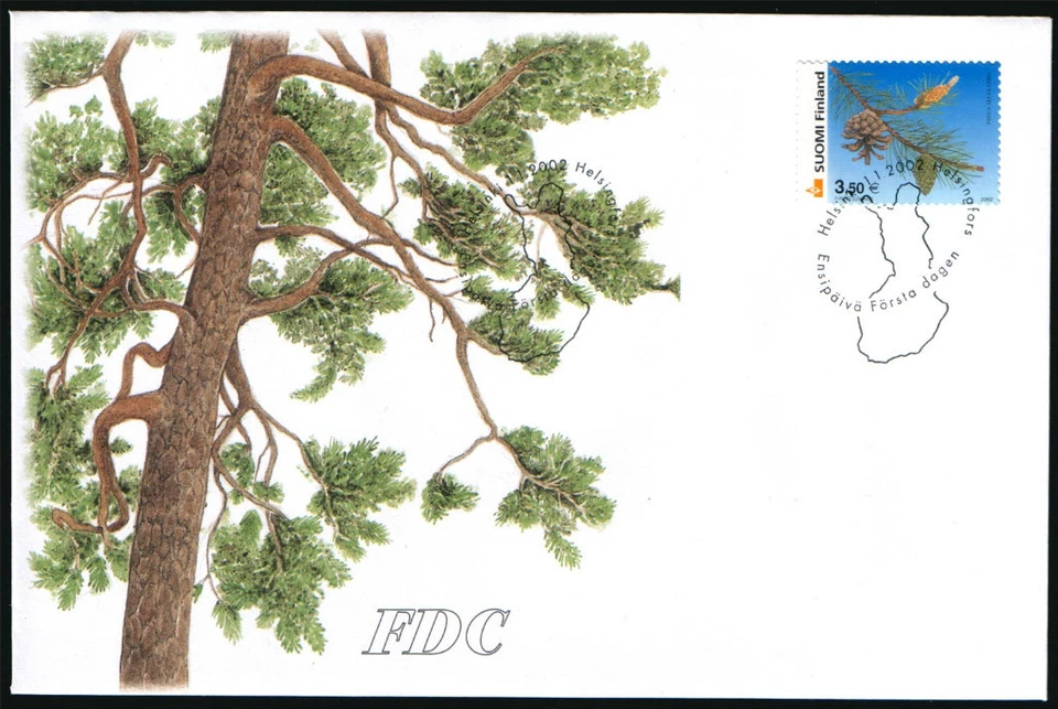 Finland FDC 2002 Pine Tree Pinus Sylvestris Mint - Image 1 of 1
