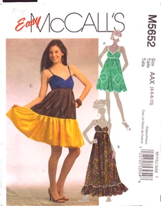 McCall's 5652 ~Misses' Sundresses ~ Empire /Fitted Bodice/2 Lengths - Sizes 4-10 - Picture 1 of 5