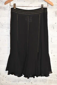 Max Mara Pure Silk Made in Italy Gorgeous Black and Gold Thread Flirty Skirt - 4 - Picture 1 of 5