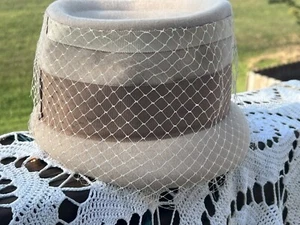 Vintage Henry Pollak New York Pillbox Veil Hat Velvet Zephyr Felt - Picture 1 of 6