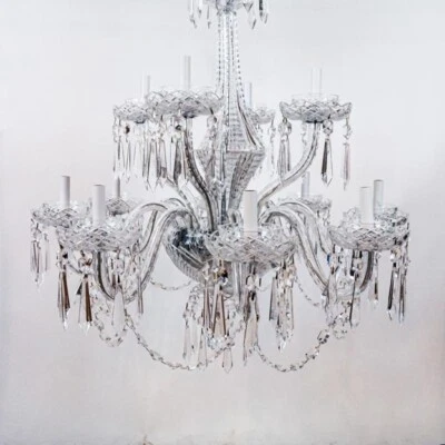 Vintage Powerscourt Waterford Crystal  12 arm Chandelier - Image 1 of 2