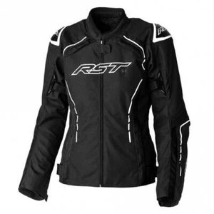 RST Ladies Women's S-1 CE Waterproof Textile Motorcycle Jacket (Black/White) - Picture 1 of 3