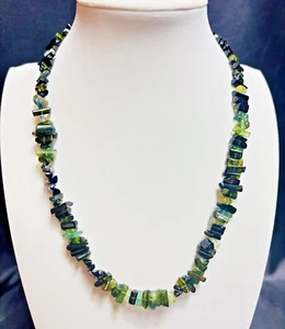 Artisan Made Green Pencil Nugget Tourmaline Gemstone & Sterling Silver Necklace - Picture 1 of 12