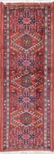 Vintage Geometric Burgundy Tribal Gharajeh 6ft Runner Rug Oriental 2'x6'