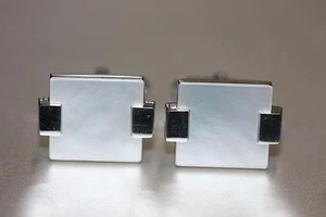 Dunhill Wafer Cufflinks White Mother of Pearl Square Design 925 Silver JQ8200K - Picture 1 of 12