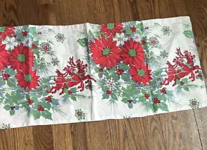 Tenda Valance Vintage Fatta a Mano Renna Poinsettia Natale Cucina Retrò - Foto 1 di 6