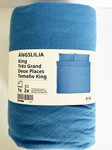 Ikea ANGSLILJA King Duvet cover and pillowcases, blue - NEW - Picture 1 of 2