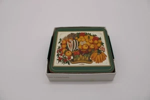 Vintage Fruit Royal Table Coasters w Cork Back - Made in England - Set of 6 - Picture 1 of 6