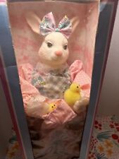 Vintage Dandee Musical  Animated Easter Bunny  RABBIT FIGURE 16"  Holding Chicks