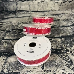 Stampin' Up REAL RED 141984 Stitched Edge Ribbon 3/4" Appx 10 Yards 3 Rolls - Picture 1 of 7