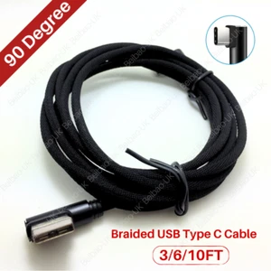 3/6/10ft 90 Degree Angle Fast Charging Cable Rapid Charger Charge Sync Data Cord - Picture 1 of 16